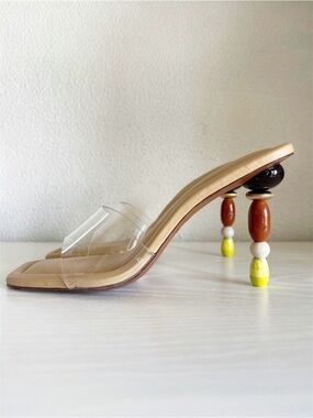 Cult Gaia Mahina Clear PVC Heels Beaded Sculptural Heel Size EU 38